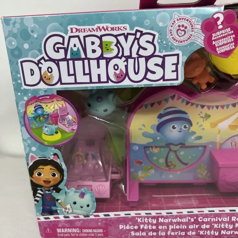 Gabby's Dollhouse Cat Adventures KITTY NARWHAL'S CARNIVAL ROOM Playset New